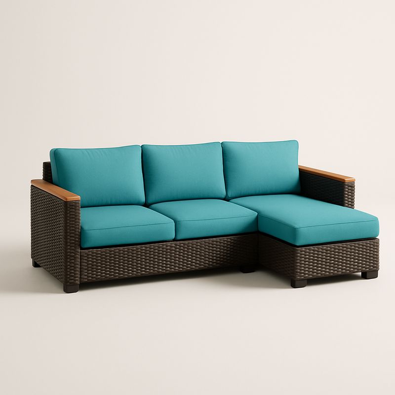 Divano ad Angolo Rattan Sintetico Cuscini Blu-Nestlivi