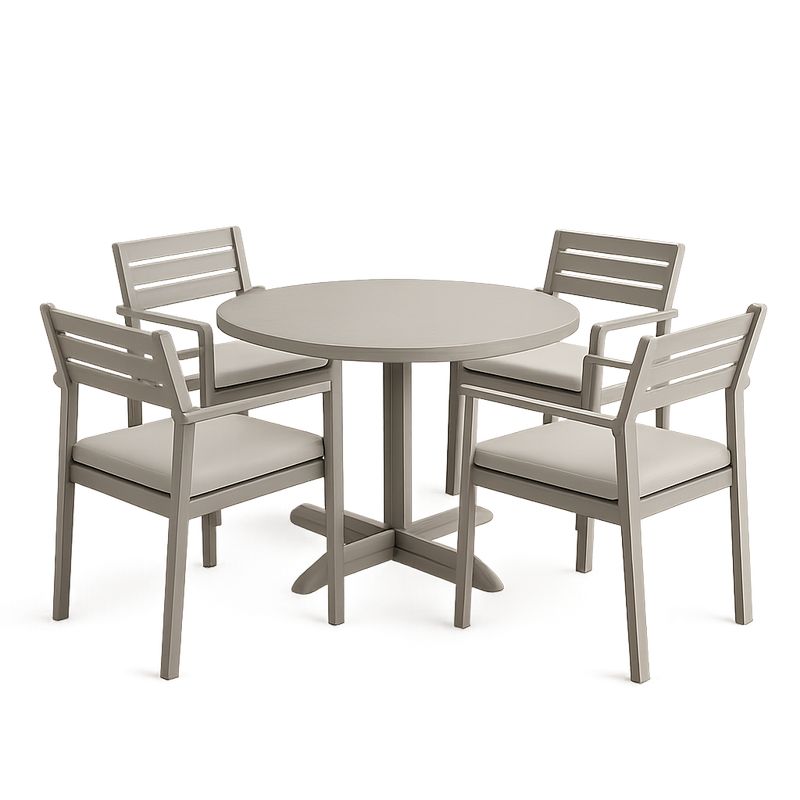 Set da Pranzo da Giardino Rotondo in Alluminio con 4 Sedie-Nestlivi