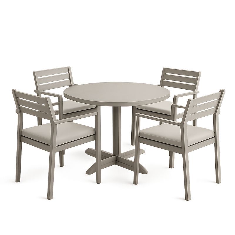 Set da Pranzo da Giardino Rotondo in Alluminio con 4 Sedie-Nestlivi