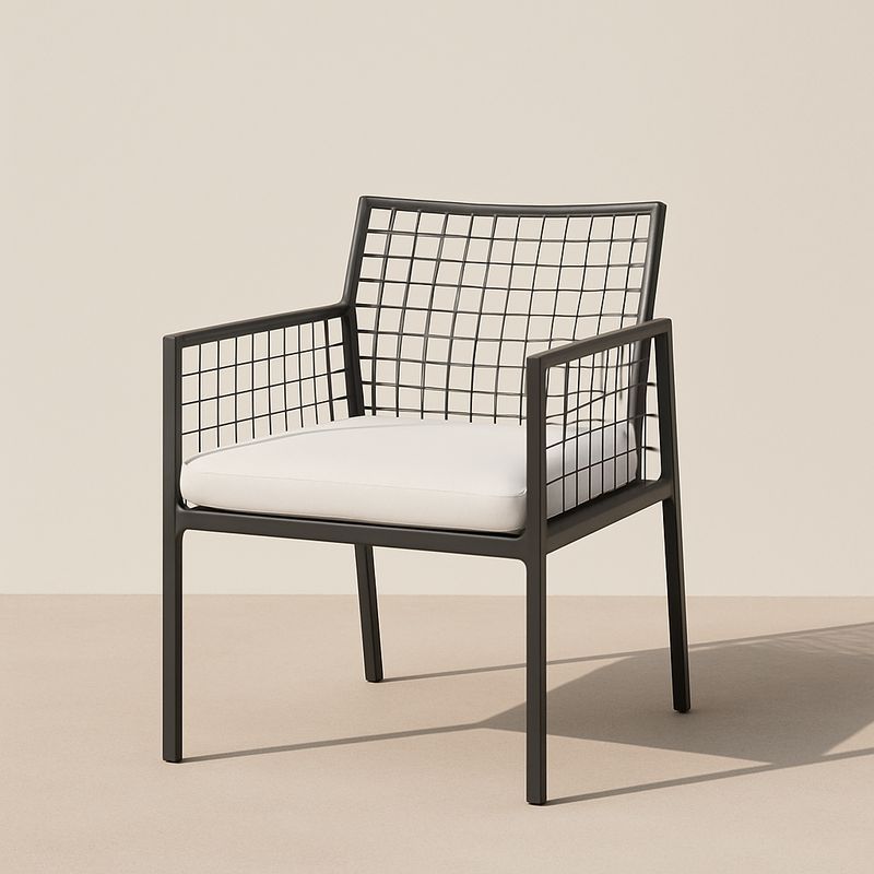 Sedia da Esterno in Alluminio con Cuscino Bianco Rimovibile-Nestlivi