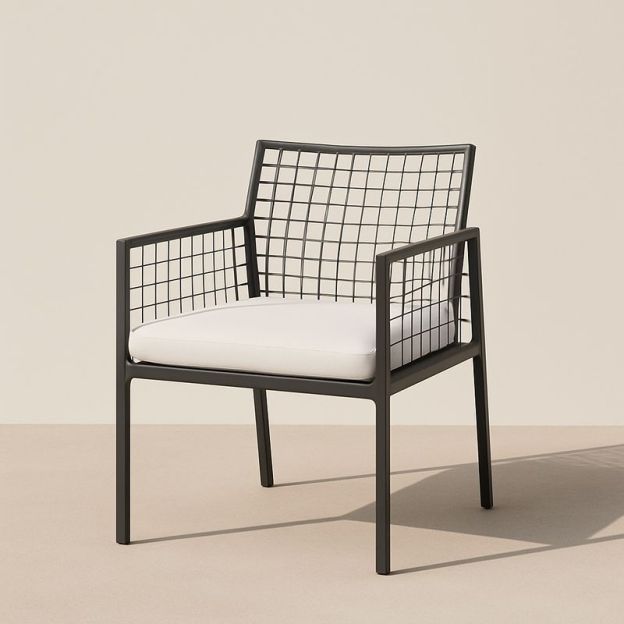 Sedia da Esterno in Alluminio con Cuscino Bianco Rimovibile-Nestlivi