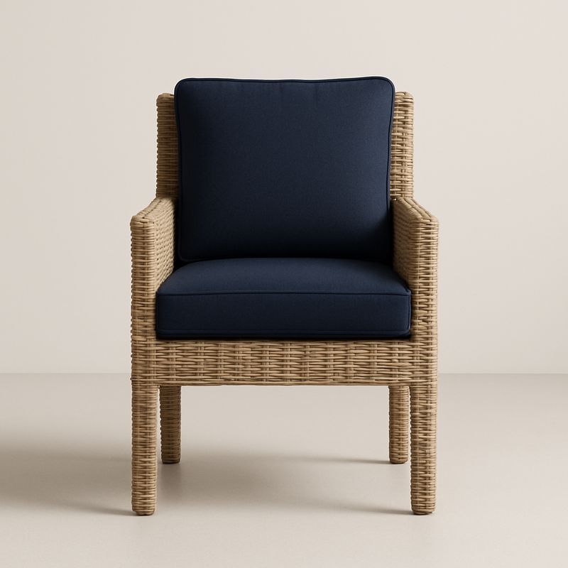 Poltrona in Rattan Sintetico con Cuscini Blu-Nestlivi