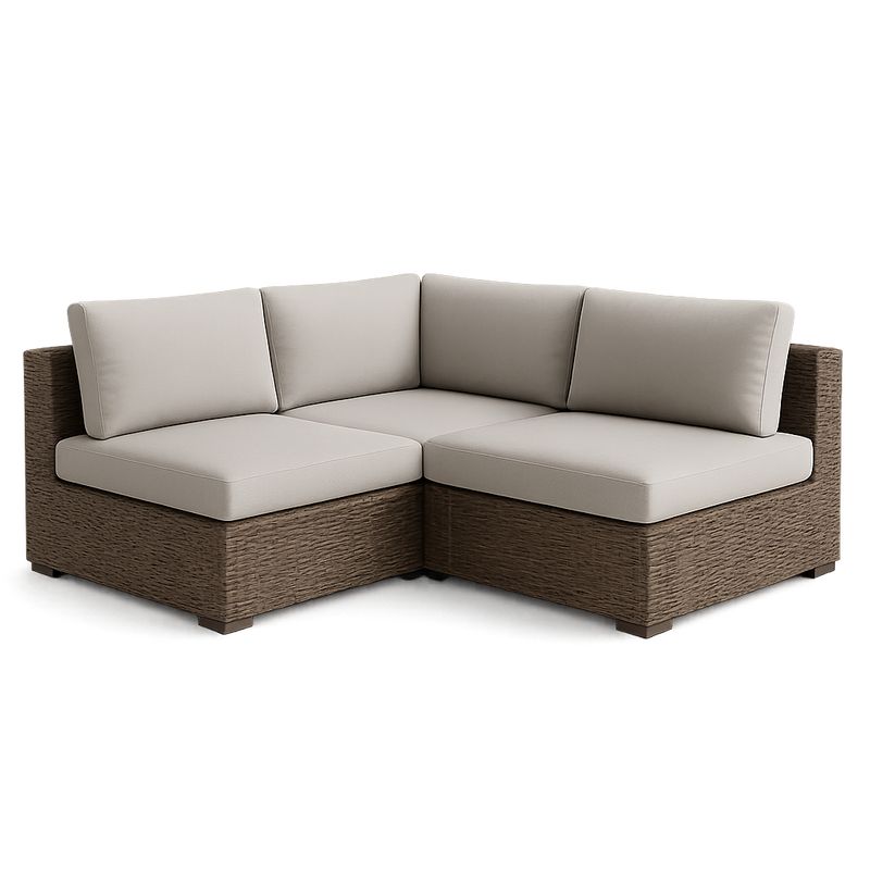 Divano angolare modulare in rattan con cuscini in poliestere 195x195 cm-Nestlivi