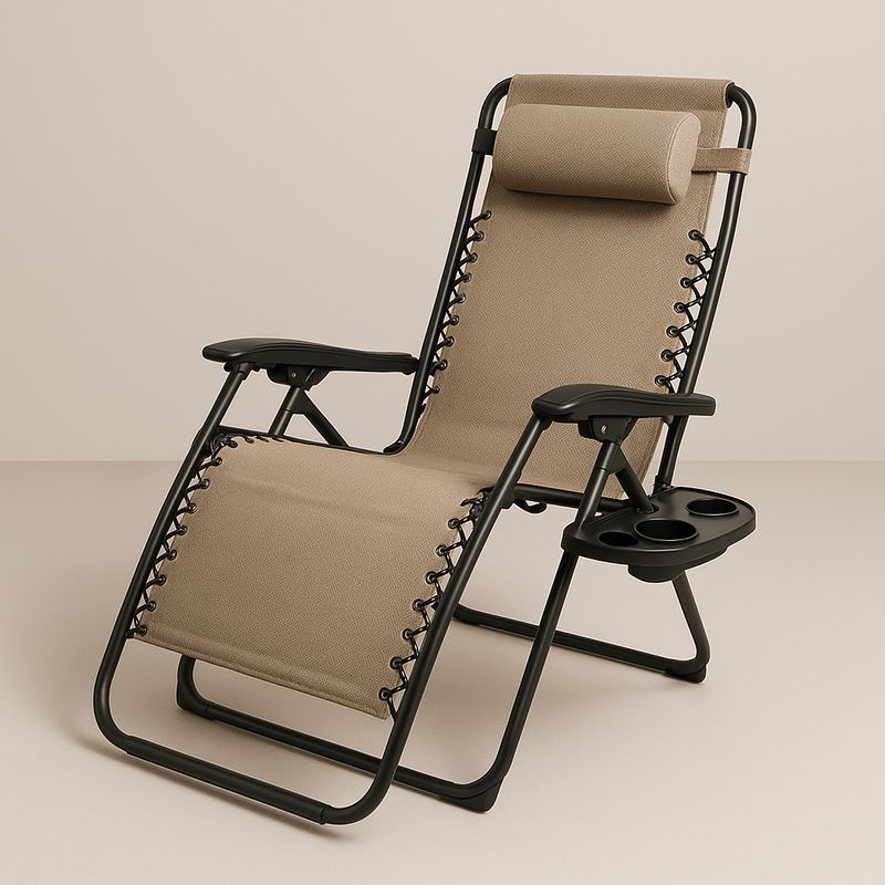 Sedia a sdraio reclinabile in metallo e tessuto con cuscino-Nestlivi