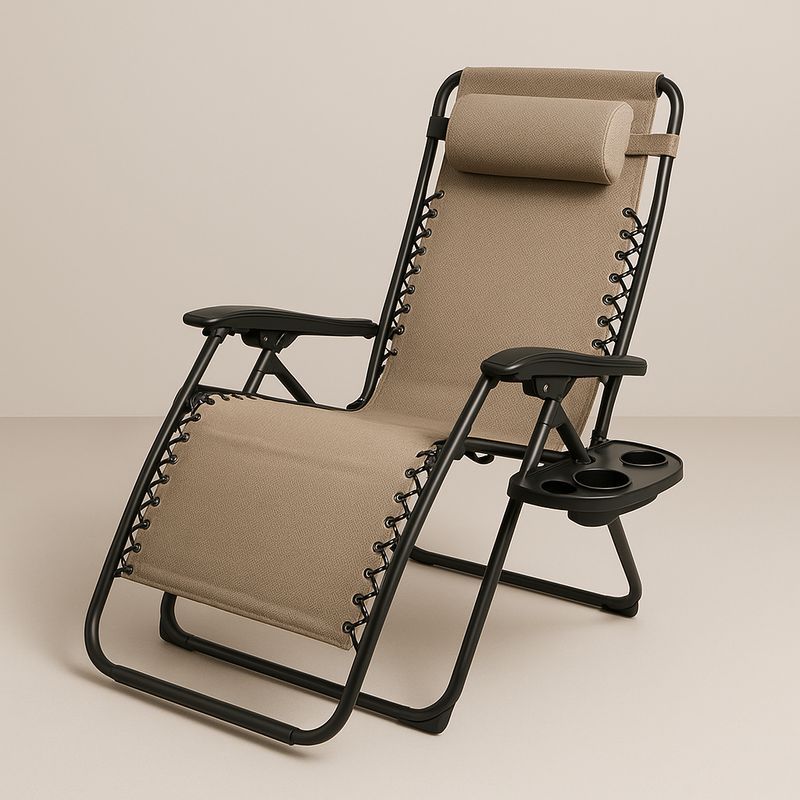 Sedia a sdraio reclinabile in metallo e tessuto con cuscino-Nestlivi