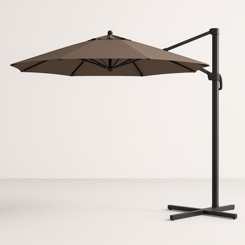 Ombrellone da Giardino in Poliestere Marrone con Struttura in Alluminio 300 cm-Nestlivi