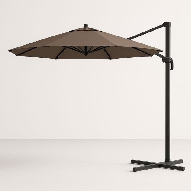 Ombrellone da Giardino in Poliestere Marrone con Struttura in Alluminio 300 cm-Nestlivi