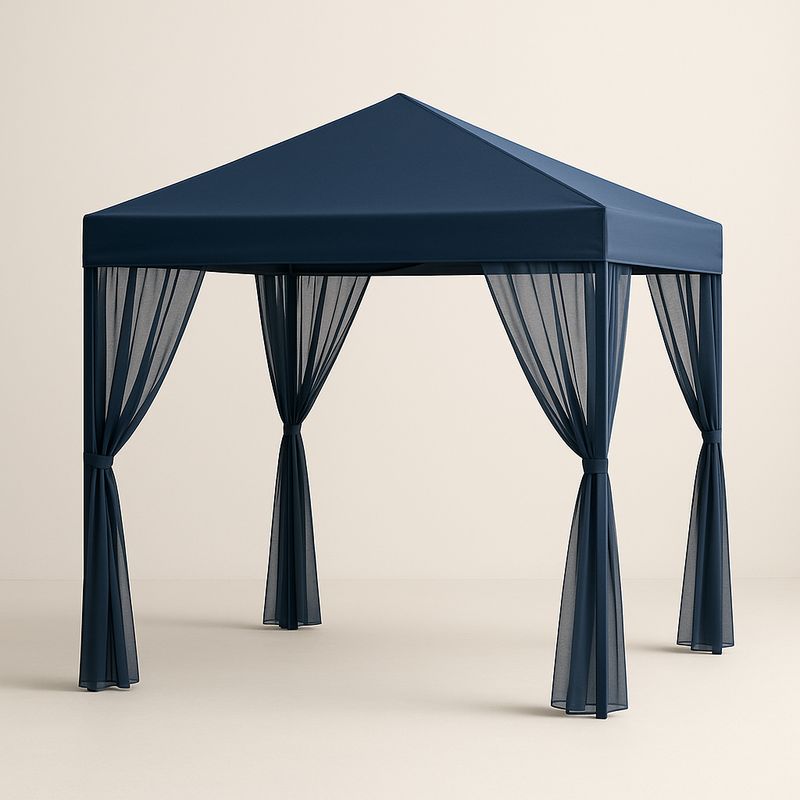 Gazebo da Giardino Quadrato Blu Tessuto Poliesterico 300x300x270 cm-Nestlivi