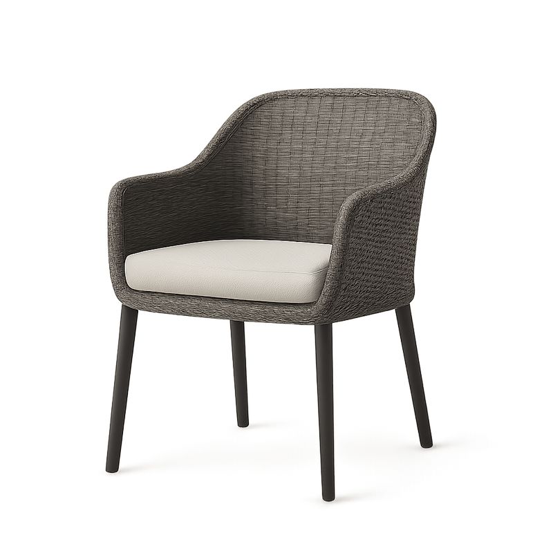 Sedia da Esterno in Rattan Sintetico Grigio con Cuscino Bianco-Nestlivi