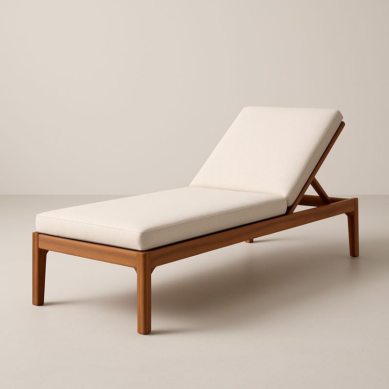 Lettino Prendisole in Legno con Cuscino in Tessuto Crema-Nestlivi