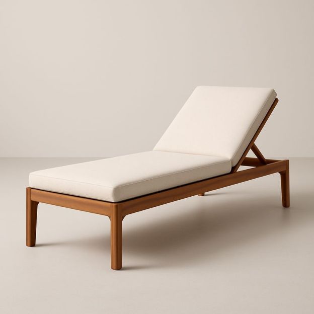 Lettino Prendisole in Legno con Cuscino in Tessuto Crema-Nestlivi