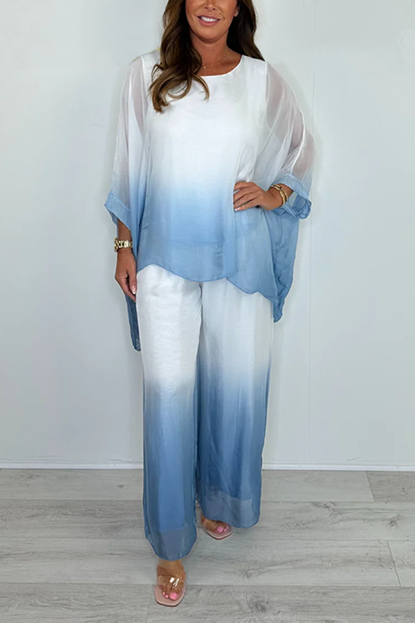 Silk Mix Dip Dye Floaty Trouser Co-ord