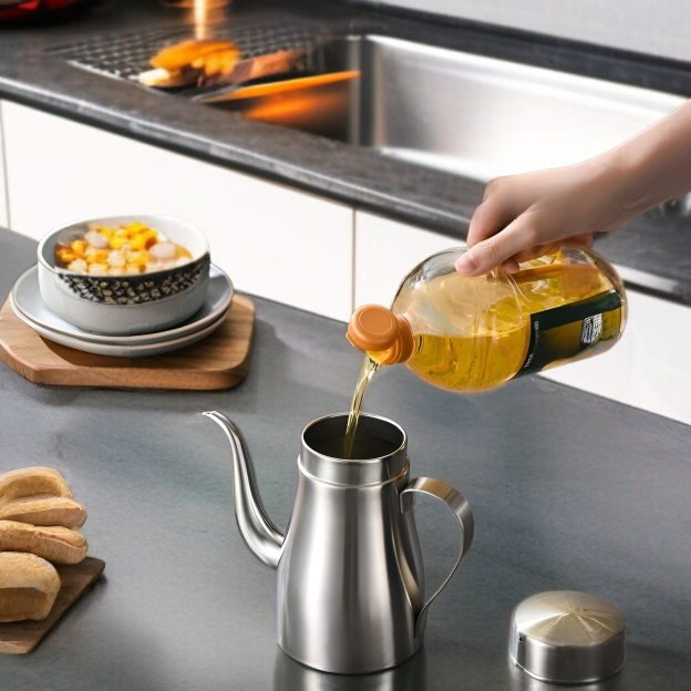 304 Edelstahl Öltopf Küchenölflasche Öltopf Haushaltskochöltopf großer Öltopf Öltopf Gießölflasche