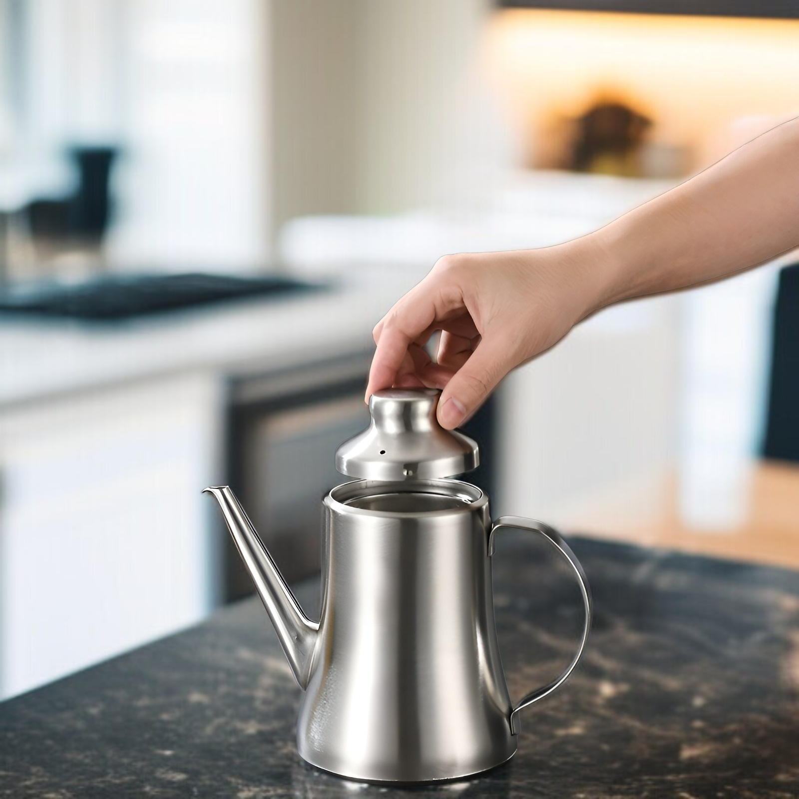 304 Edelstahl Öltopf Küchenölflasche Öltopf Haushaltskochöltopf großer Öltopf Öltopf Gießölflasche