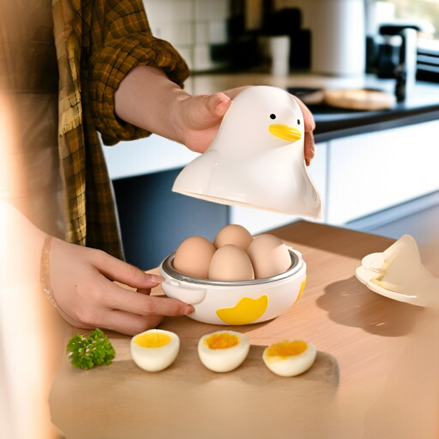 Eierdampfer für die Mikrowelle, kreative Küche, süße Ente, Vier-Gitter-Frühstücksbrötchendampfer, ge