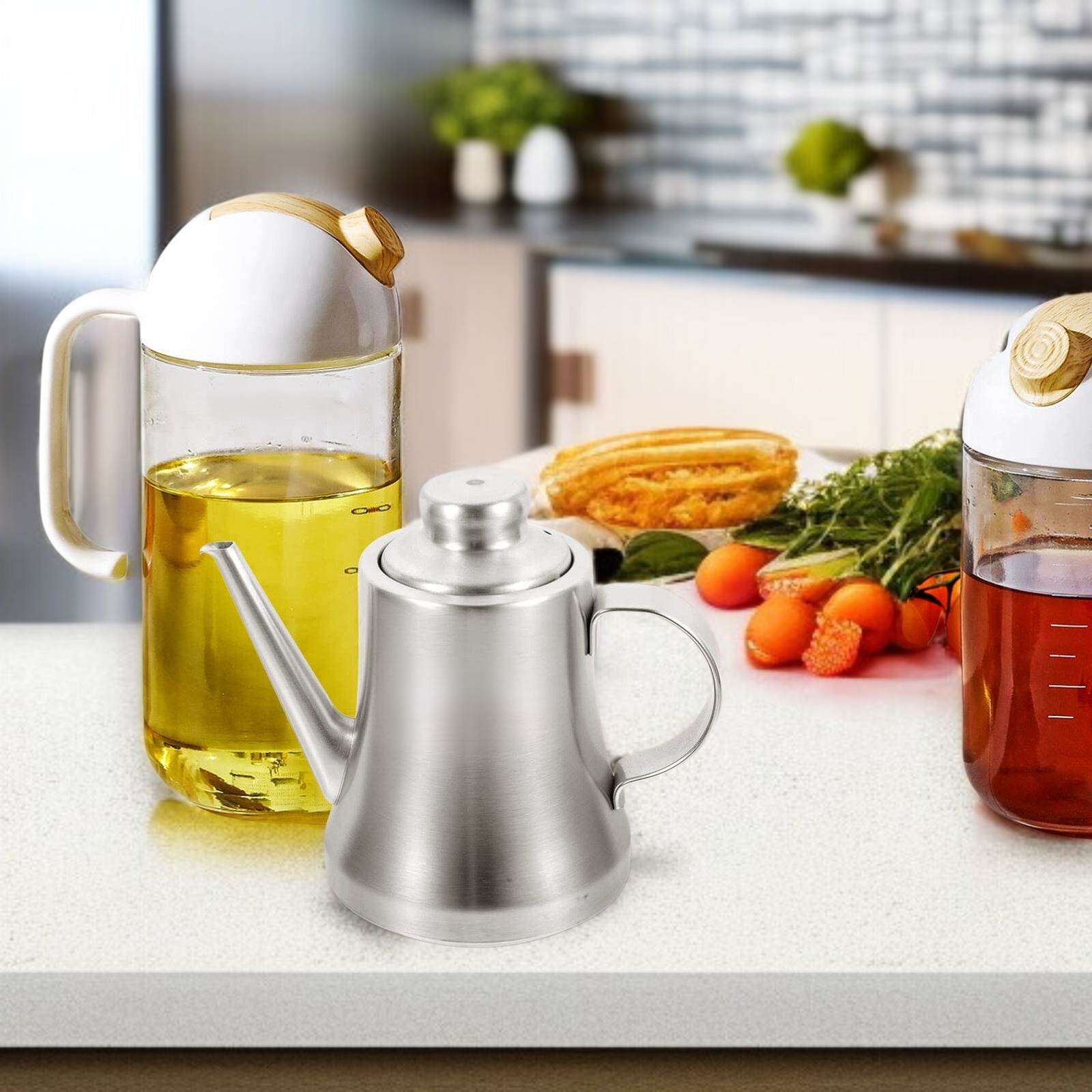 304 Edelstahl Öltopf Küchenölflasche Öltopf Haushaltskochöltopf großer Öltopf Öltopf Gießölflasche