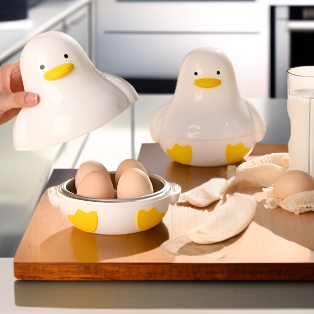 Eierdampfer für die Mikrowelle, kreative Küche, süße Ente, Vier-Gitter-Frühstücksbrötchendampfer, ge