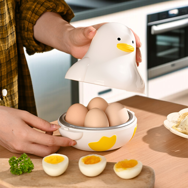 Eierdampfer für die Mikrowelle, kreative Küche, süße Ente, Vier-Gitter-Frühstücksbrötchendampfer, ge