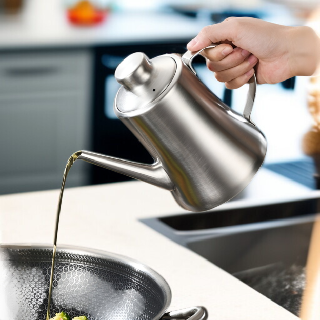 304 Edelstahl Öltopf Küchenölflasche Öltopf Haushaltskochöltopf großer Öltopf Öltopf Gießölflasche