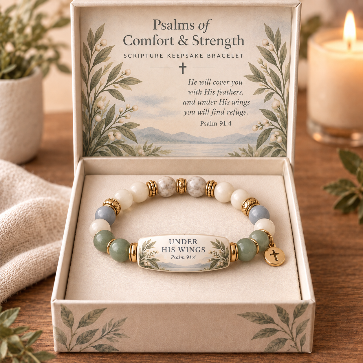 ✝️Psalms of Comfort & Strength – Scripture Keepsake Bracelet