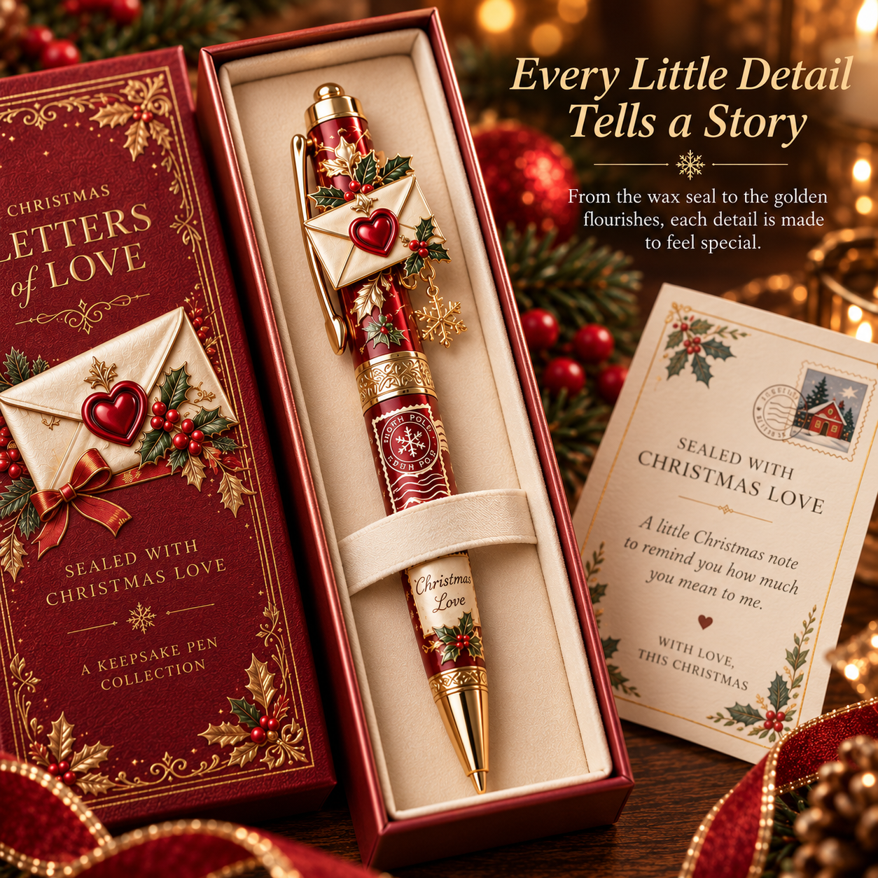Christmas pen decorative envelope details