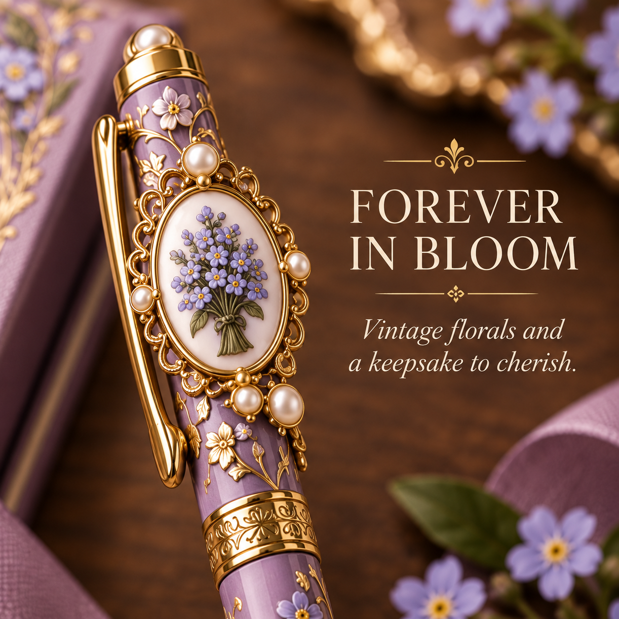 For Grandma floral cameo keepsake pen
