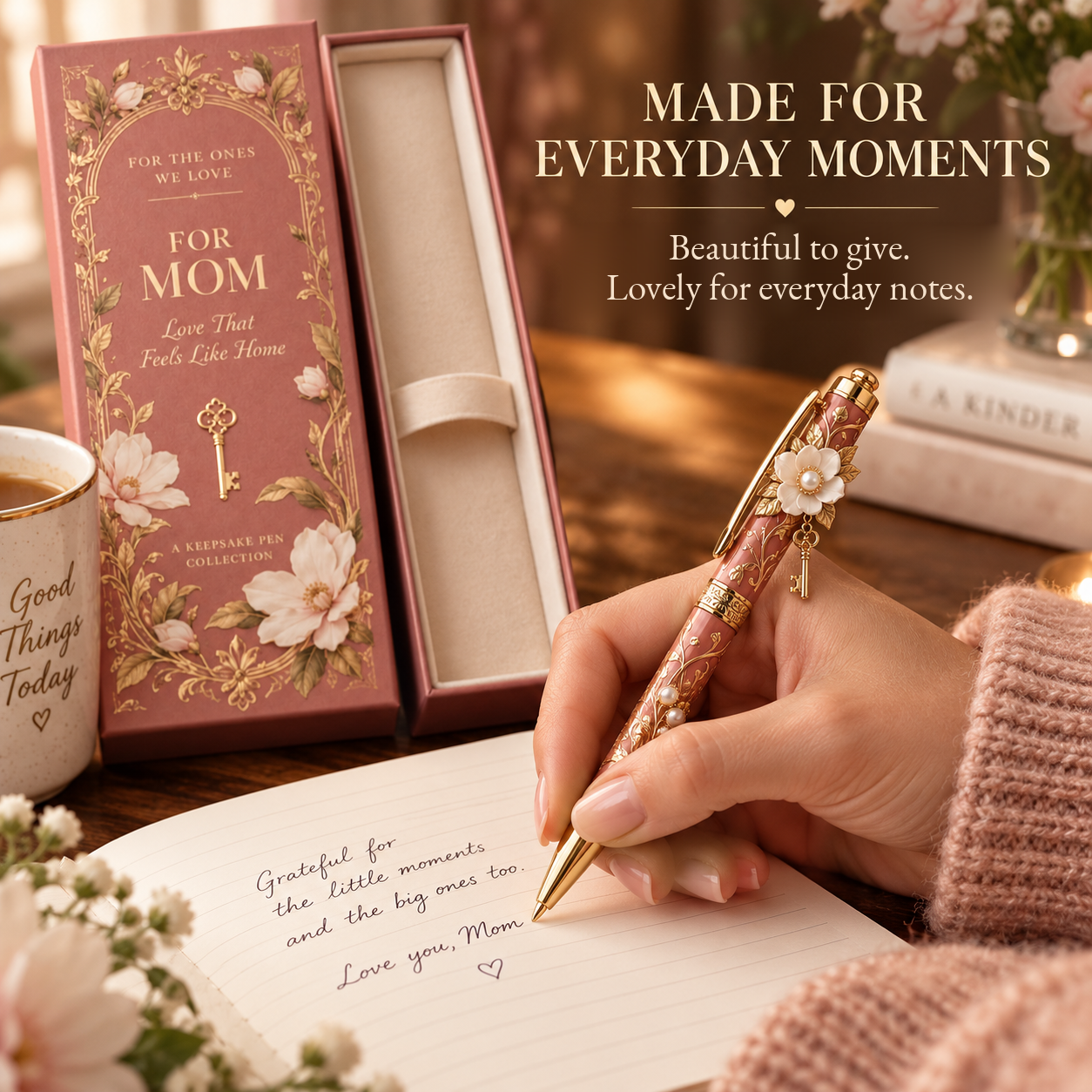 Decorative keepsake pen in an everyday writing scene
