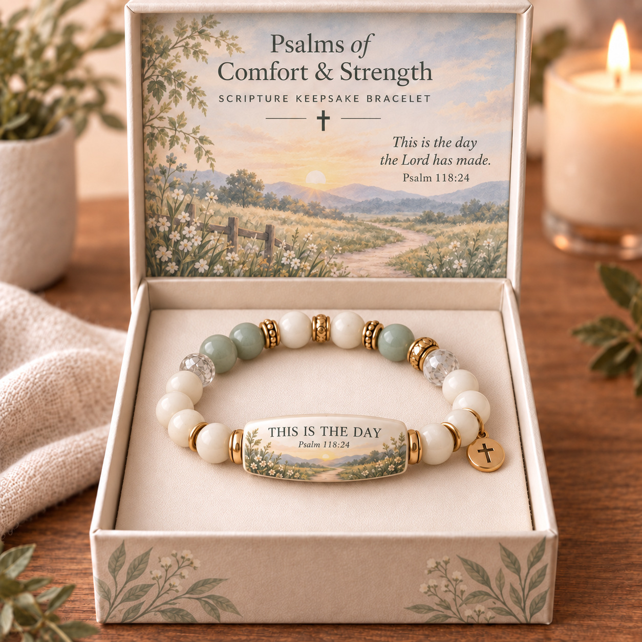✝️Psalms of Comfort & Strength – Scripture Keepsake Bracelet