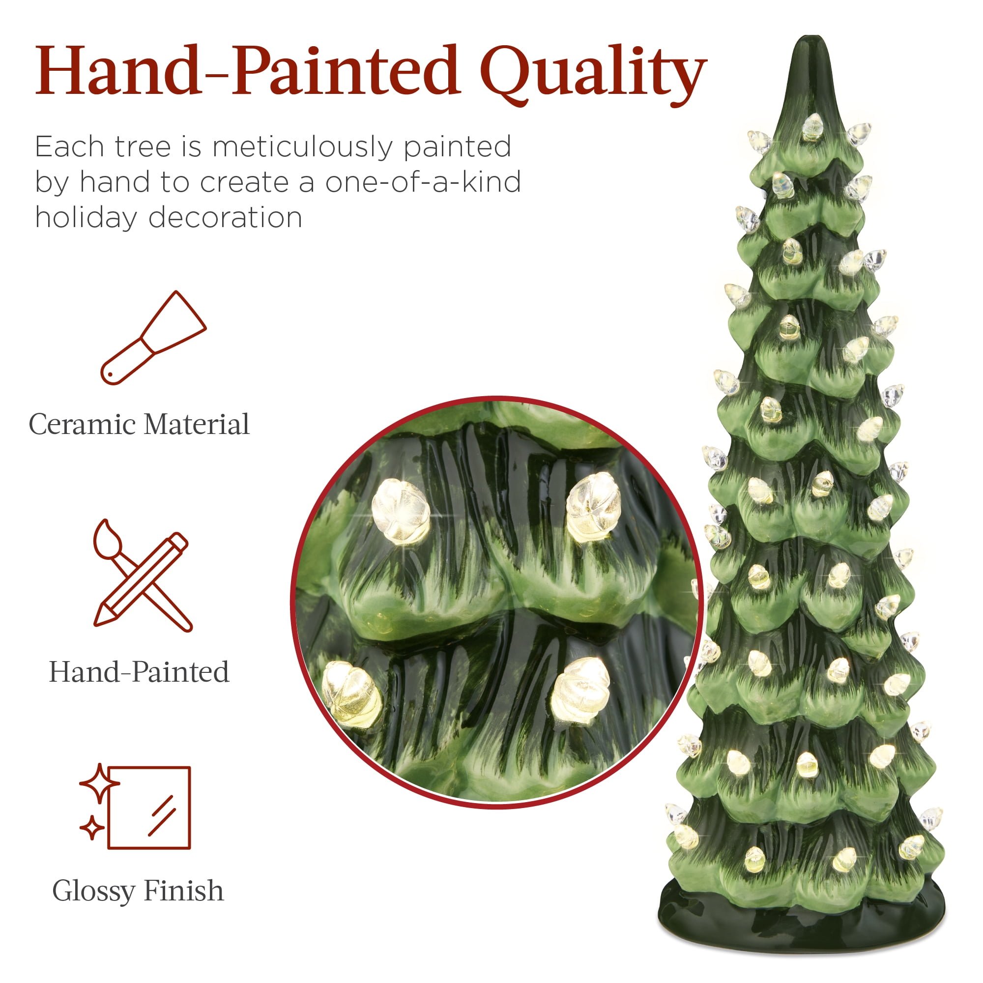 Hand-Painted resin Pre-Lit Christmas Tree with LED Lights🎄