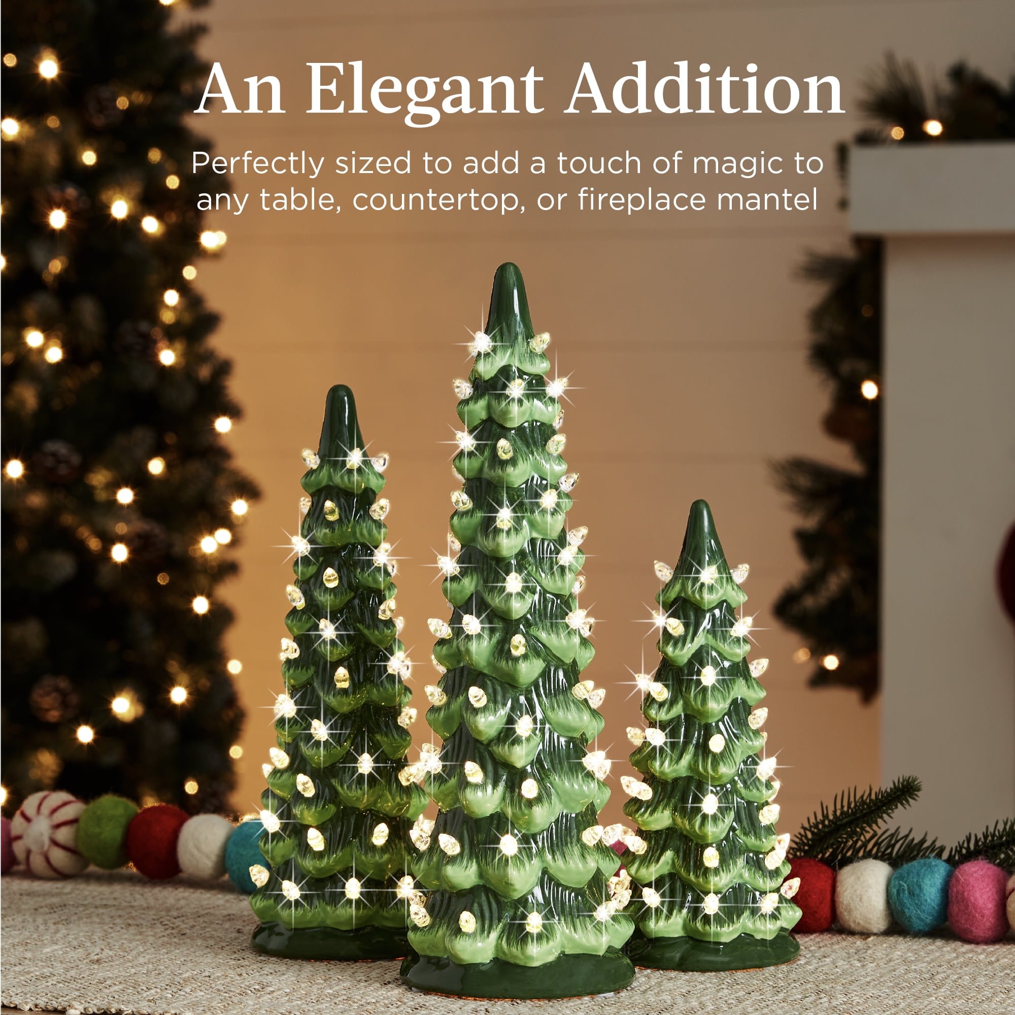 Hand-Painted resin Pre-Lit Christmas Tree with LED Lights🎄