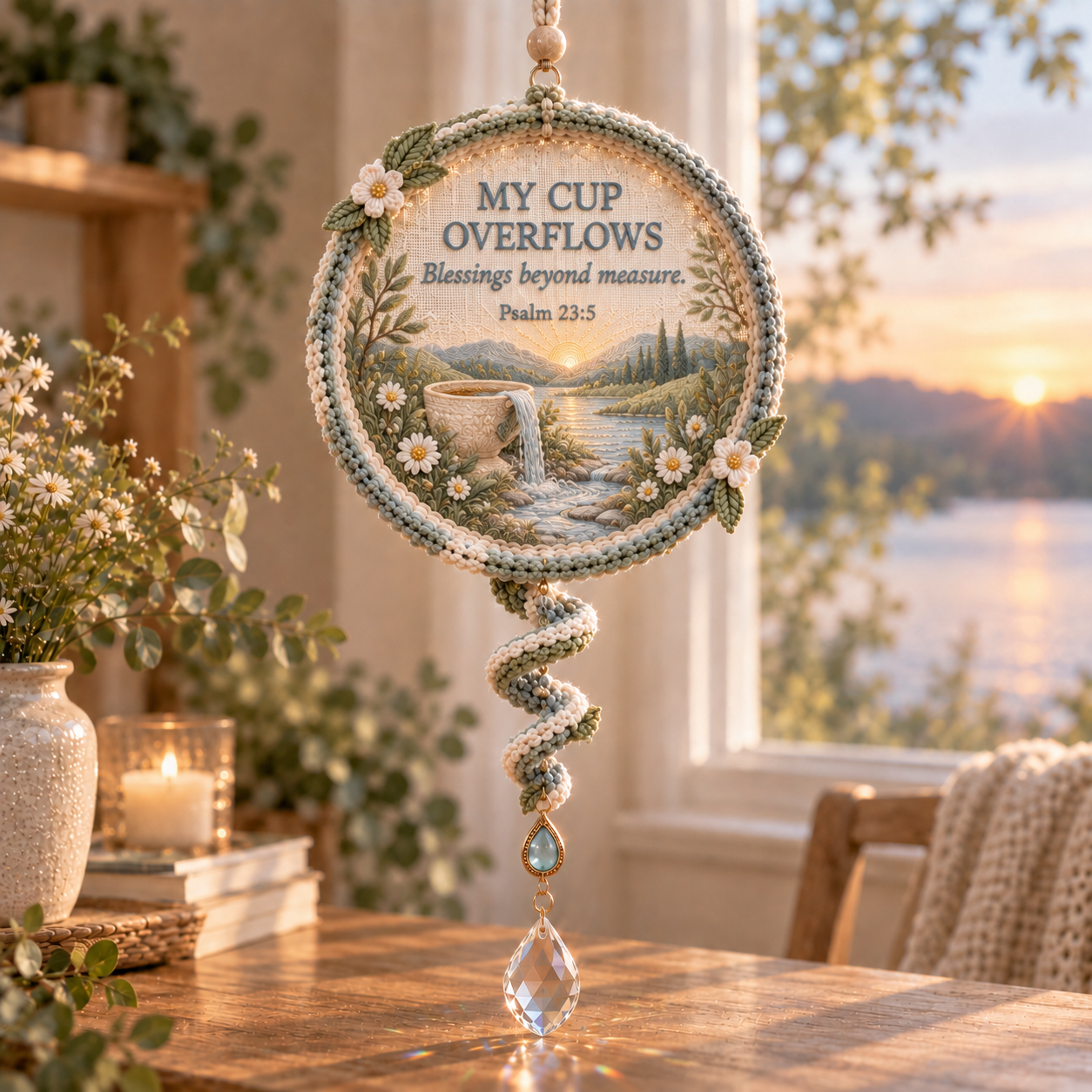 ✝️Psalms of Comfort & Strength – Embroidered Scripture Light Catcher