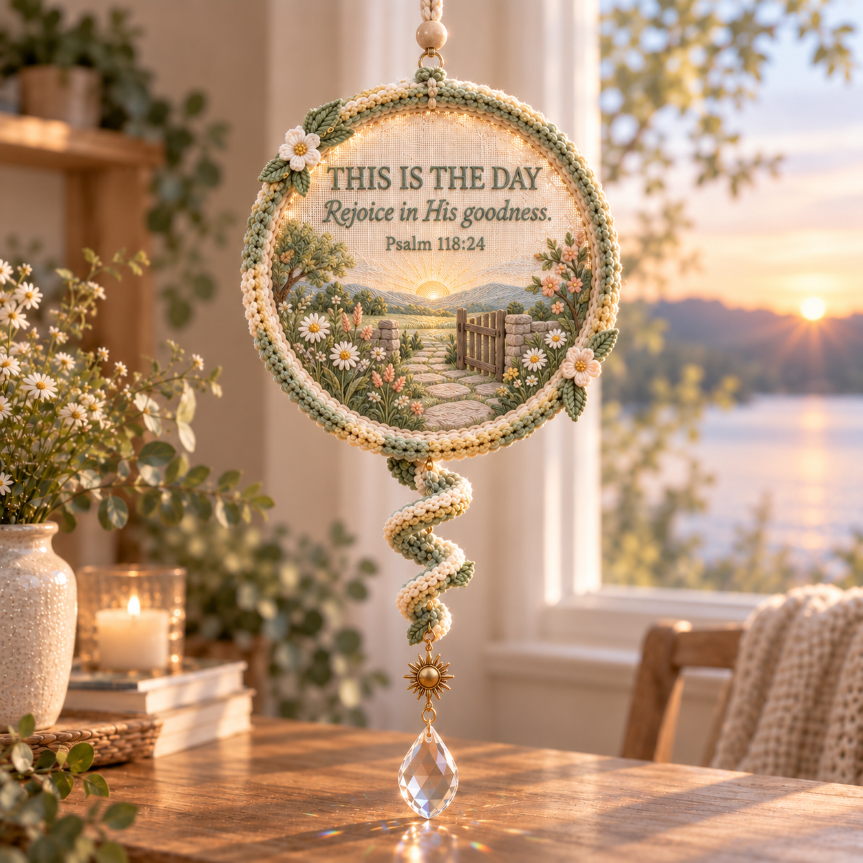 ✝️Psalms of Comfort & Strength – Embroidered Scripture Light Catcher