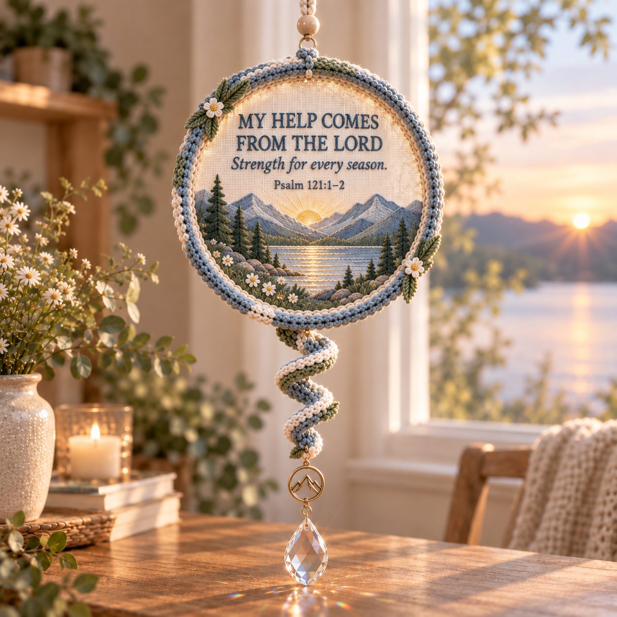 ✝️Psalms of Comfort & Strength – Embroidered Scripture Light Catcher