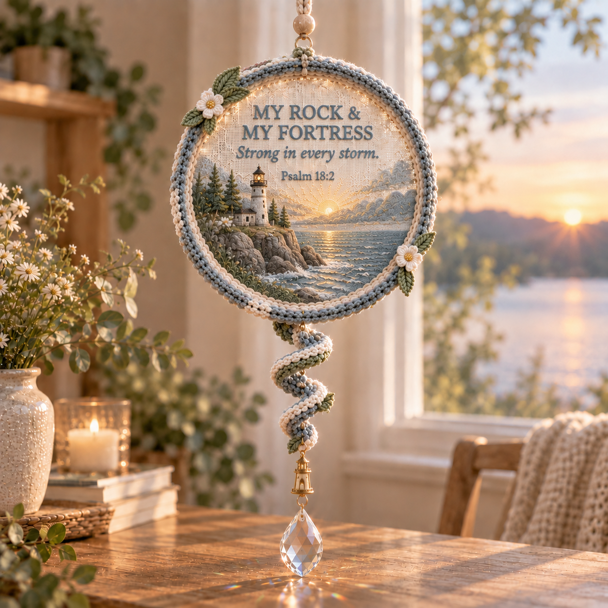 ✝️Psalms of Comfort & Strength – Embroidered Scripture Light Catcher