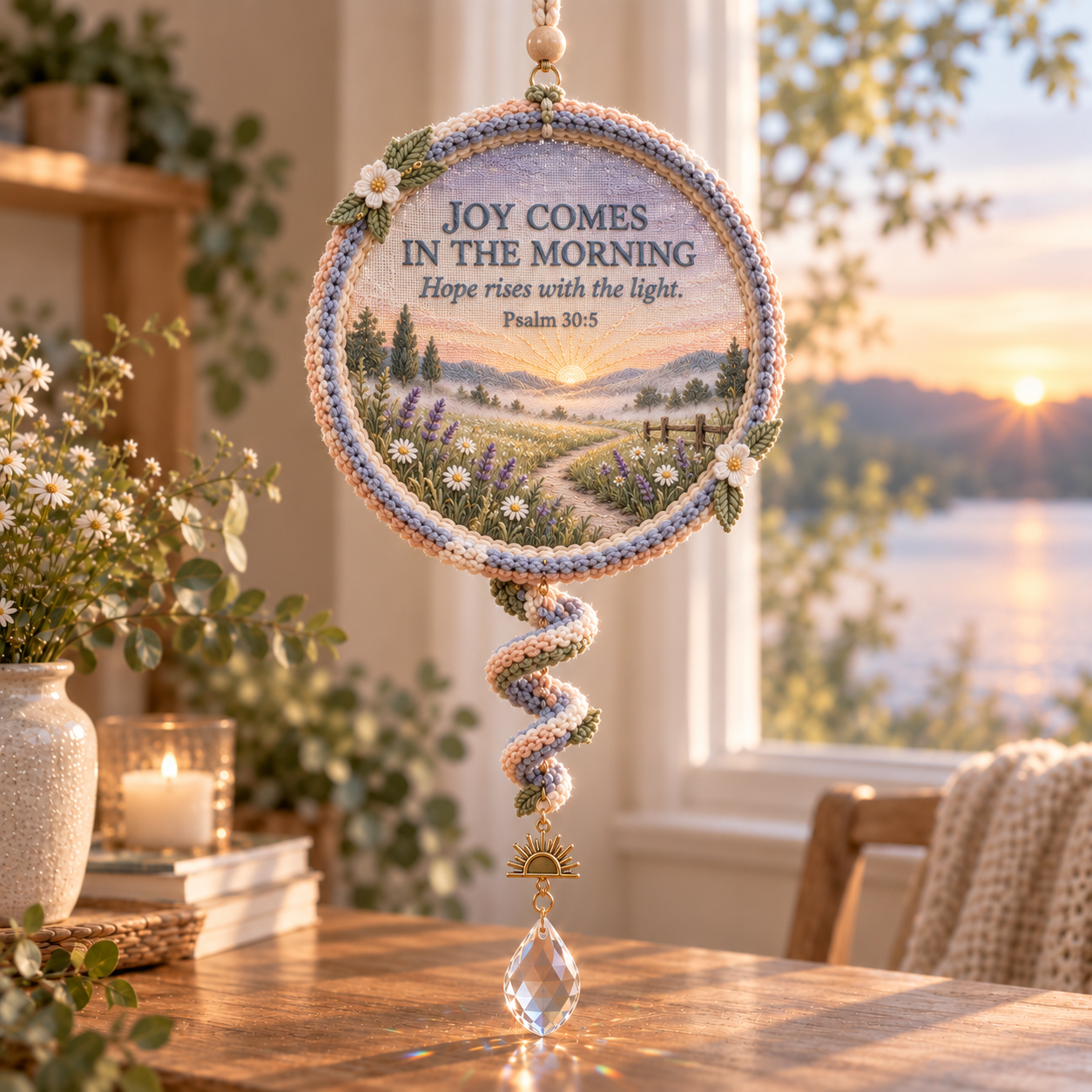 ✝️Psalms of Comfort & Strength – Embroidered Scripture Light Catcher