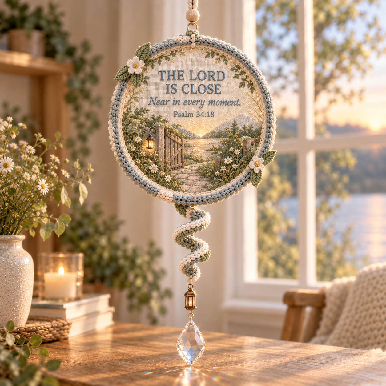 ✝️Psalms of Comfort & Strength – Embroidered Scripture Light Catcher