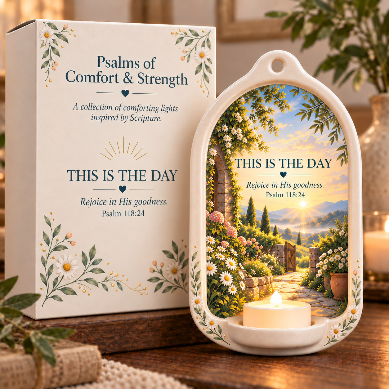 Psalms of Comfort & Strength Ceramic Wall Light