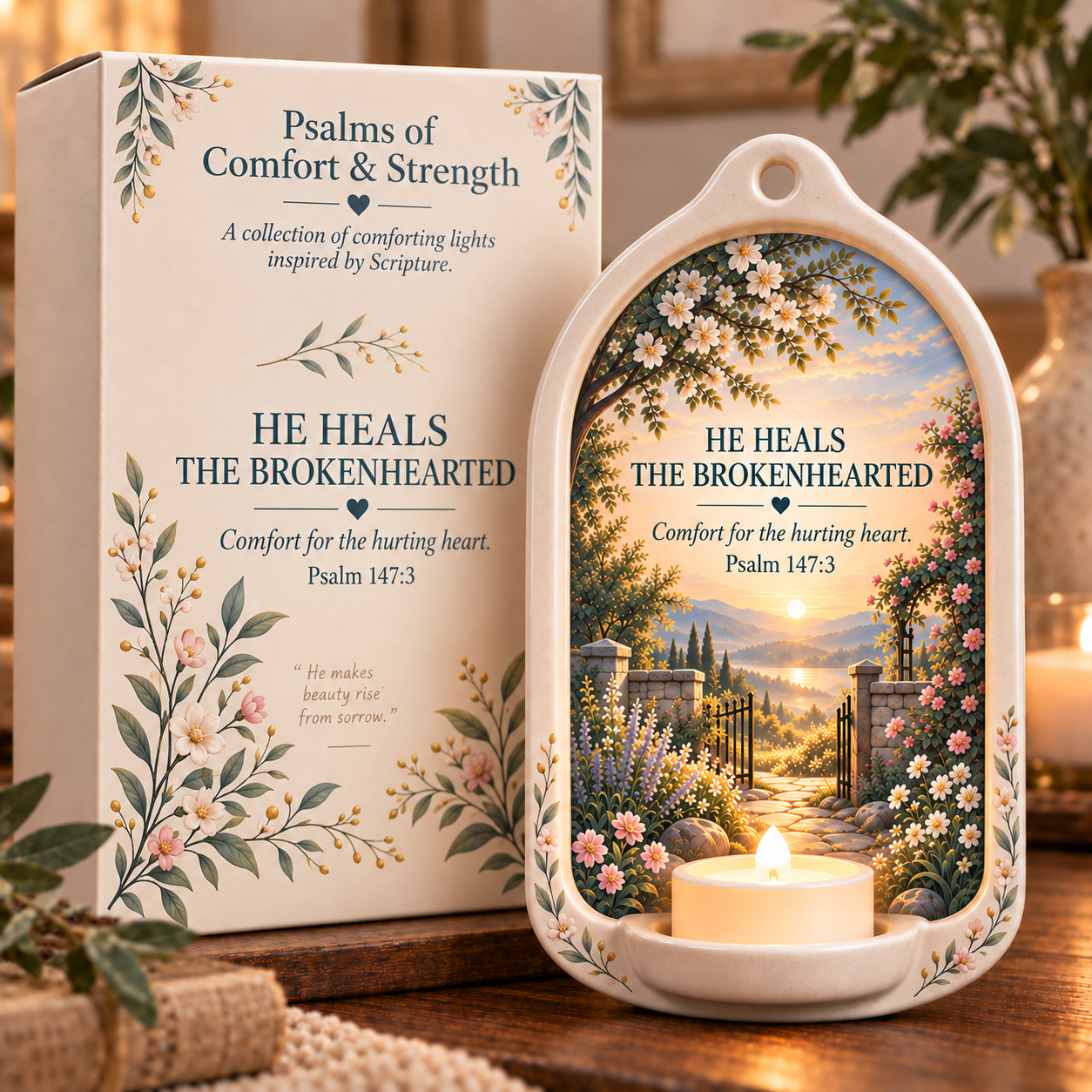Psalms of Comfort & Strength Ceramic Wall Light