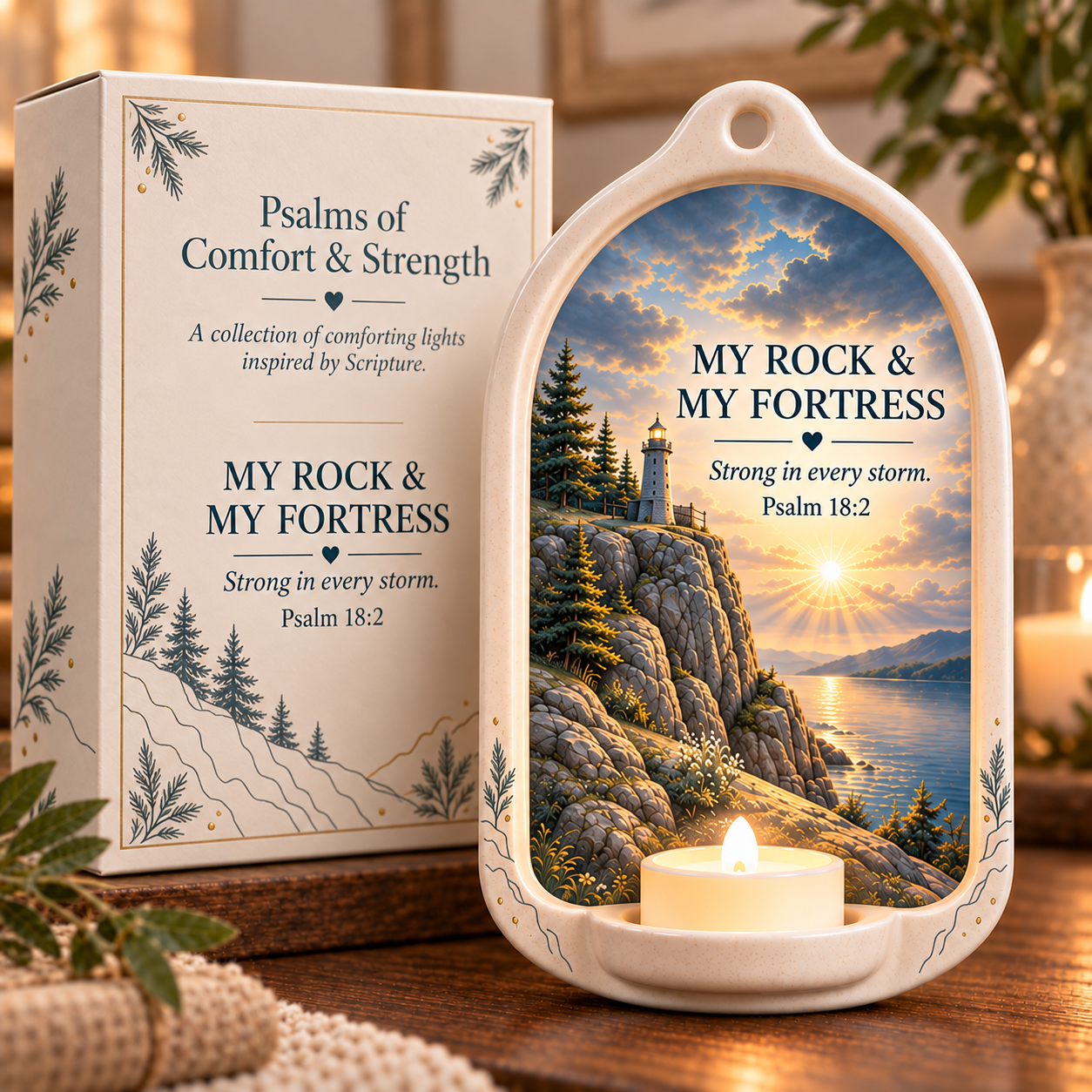 Psalms of Comfort & Strength Ceramic Wall Light