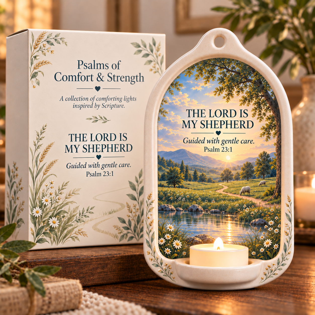 Psalms of Comfort & Strength Ceramic Wall Light