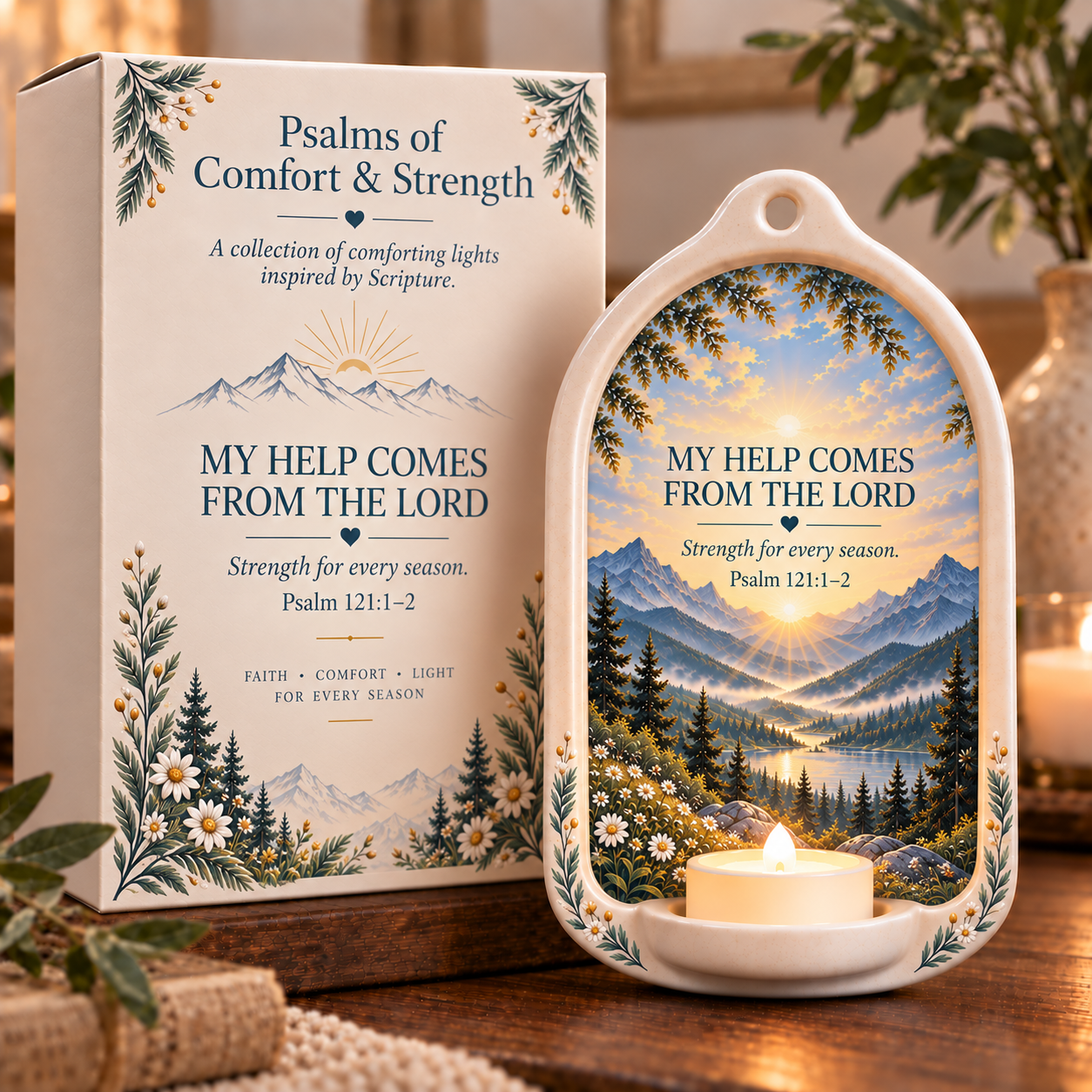 Psalms of Comfort & Strength Ceramic Wall Light