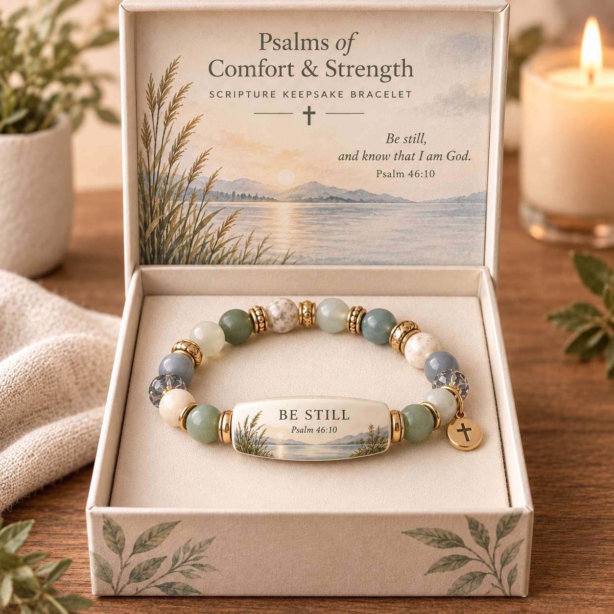 ✝️Psalms of Comfort & Strength – Scripture Keepsake Bracelet