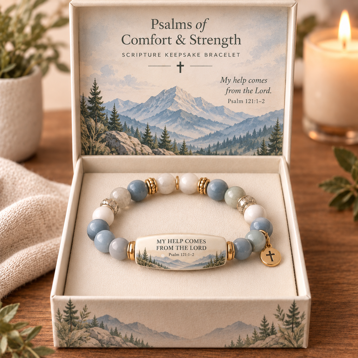 ✝️Psalms of Comfort & Strength – Scripture Keepsake Bracelet
