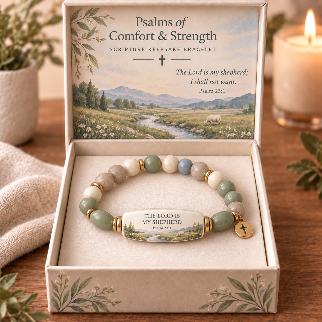 ✝️Psalms of Comfort & Strength – Scripture Keepsake Bracelet