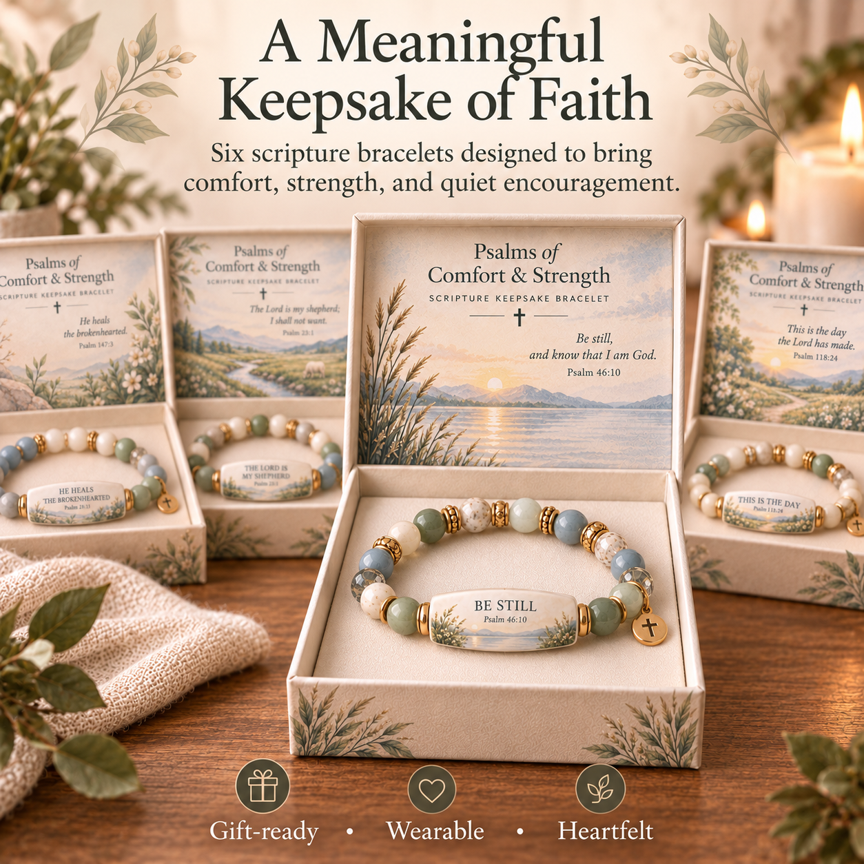 Psalms of Comfort and Strength Scripture Keepsake Bracelet collection