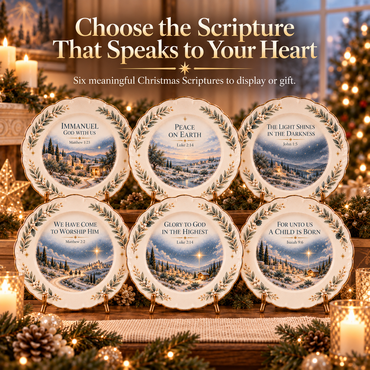 Six Christmas Scripture Keepsake Plate designs