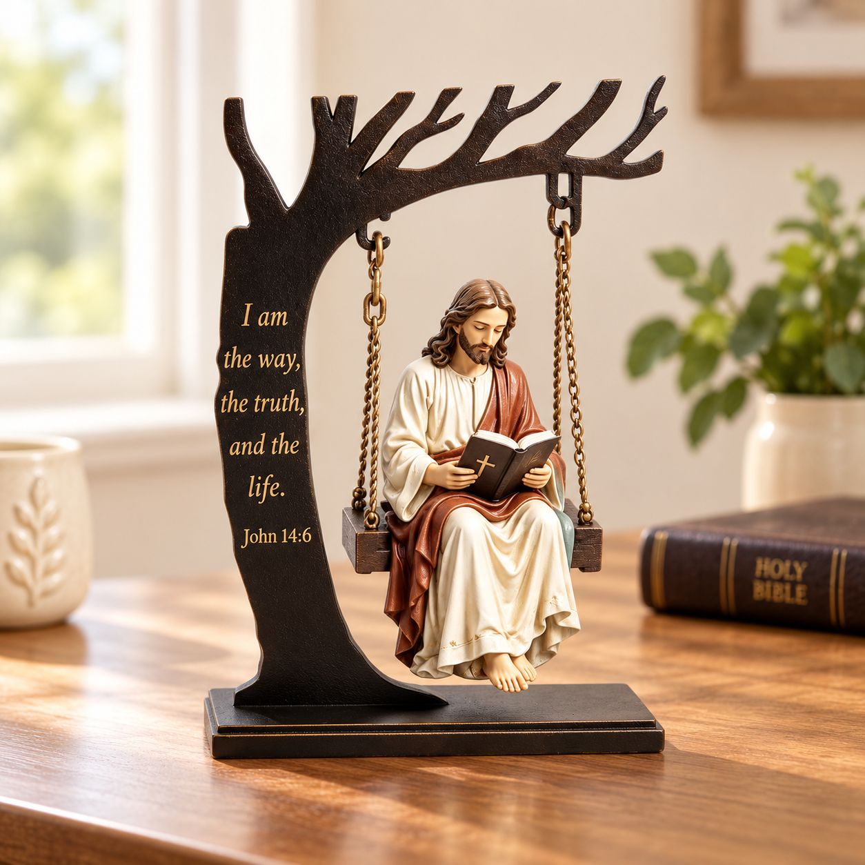 ✝️ Quiet Moments of Faith – Jesus & Mary Scripture Swing Keepsake