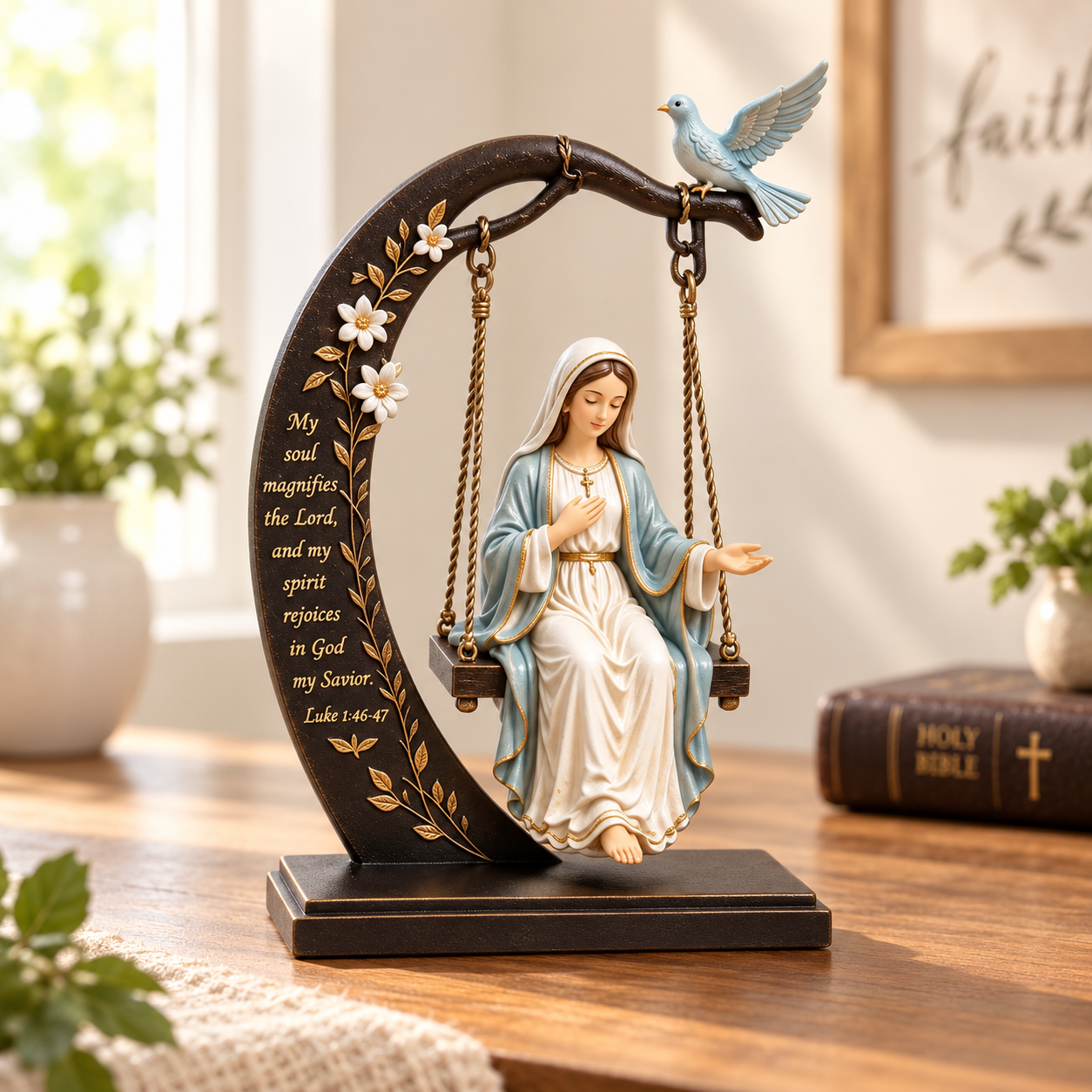 ✝️ Quiet Moments of Faith – Jesus & Mary Scripture Swing Keepsake