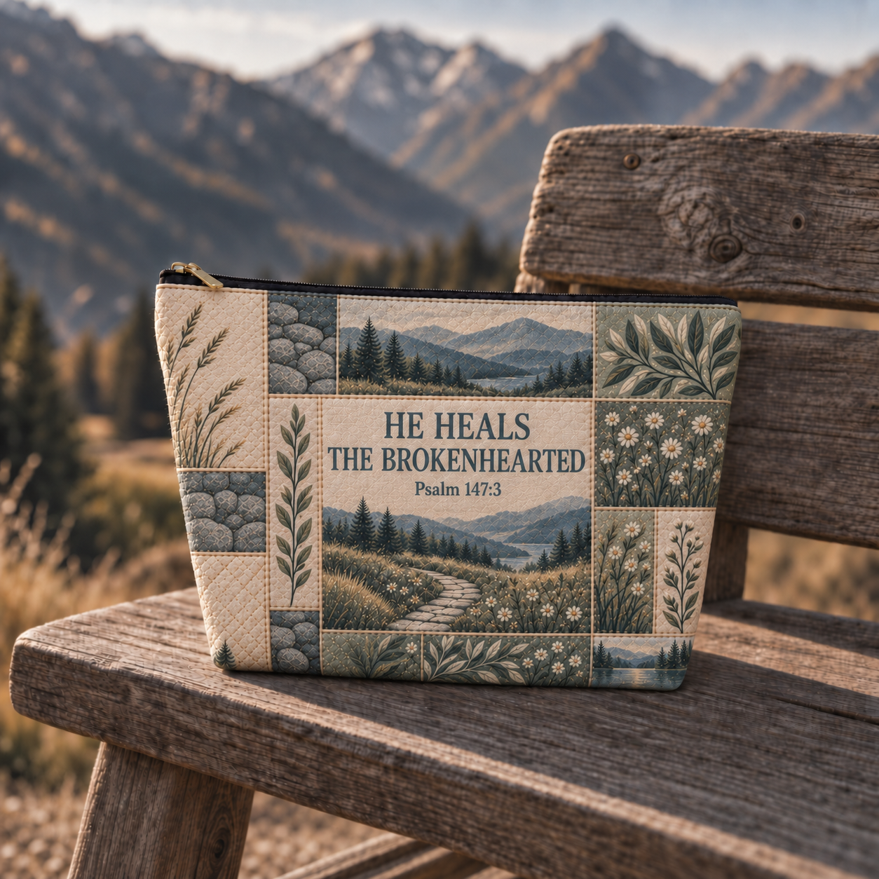 ✝️Psalms of Comfort & Strength – Scripture Patchwork Keepsake Pouch