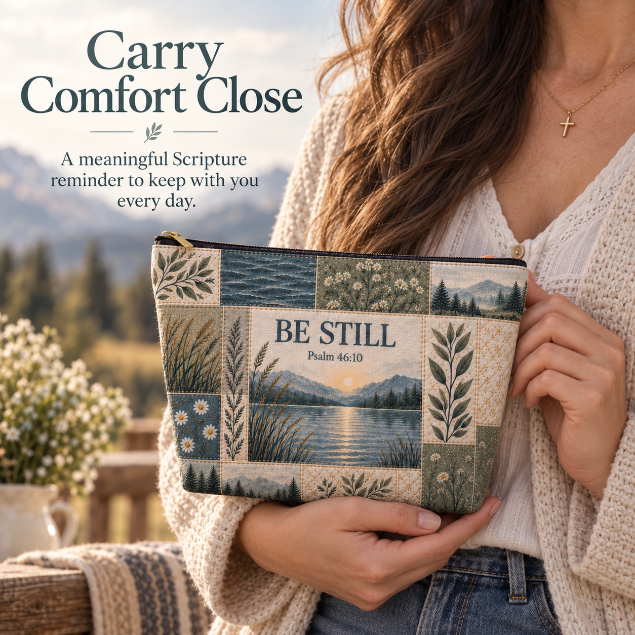Carry Comfort Close Scripture Patchwork Pouch